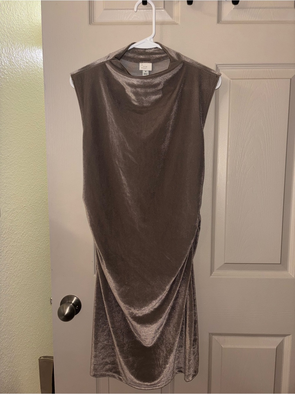 a new day Taupe Velvet Sleeveless Midi Dress